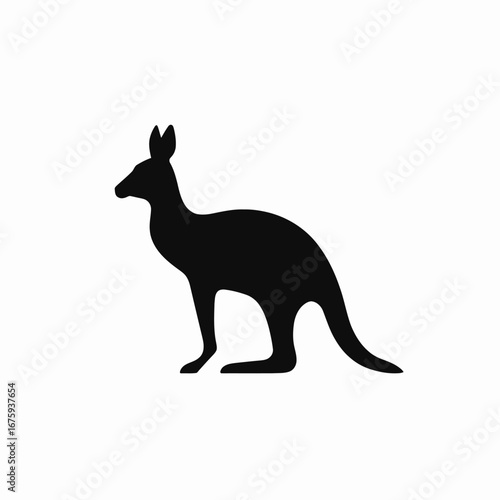 Striking Australian kangaroo black illustration isolated standing animal wildlife art silhouette