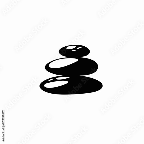 Simple balanced stones aligned vertically against clean white background silhouette