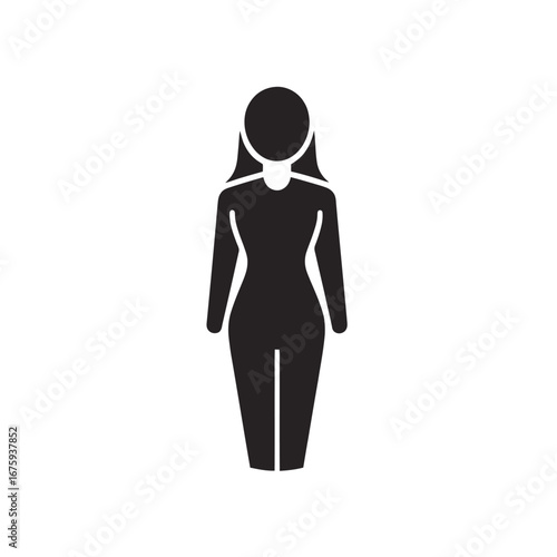 Simple and elegant female figure icon, woman avatar profile silhouette