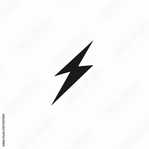 Striking dynamic black and white lightning bolt energy simple vector silhouette