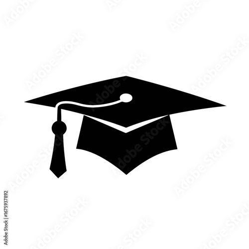 Striking graduation cap representing academic achievements creates minimalist modern graphic silhouette