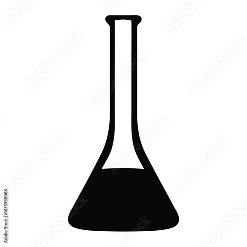 Black and white laboratory flask vector for science chemistry experiments and medical research studies