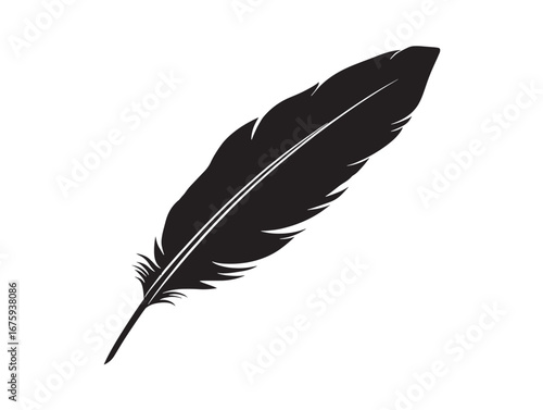 Elegant Feather Symbol Shape in Minimal Vector Illustration Art