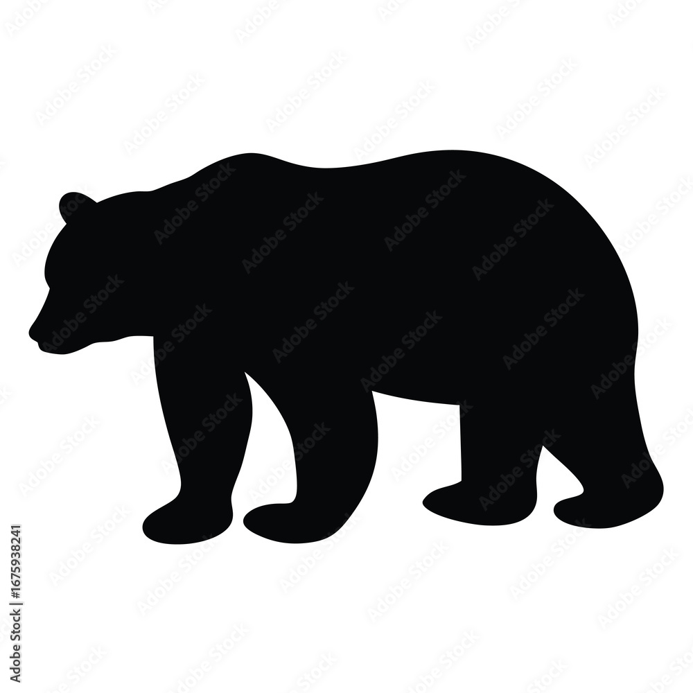 Fototapeta premium Black bear silhouette vector illustration, wildlife animal graphic design element for print and web use