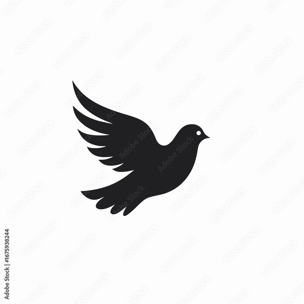 Fototapeta premium Graceful bird flight, a soaring avian shape in monochrome, vector illustration silhouette