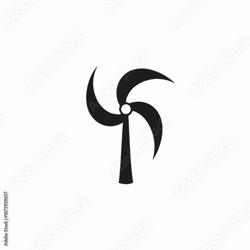 Abstract geometrical dark three bladed propeller design in simple vector silhouette