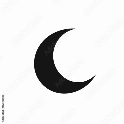 Crescent moon shape in the night sky monochrome silhouette