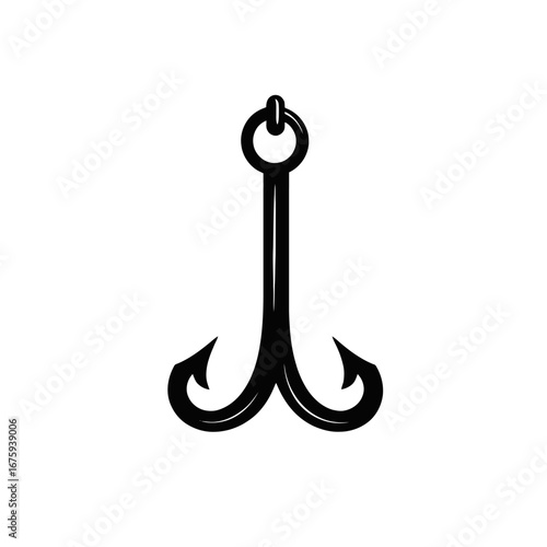 Striking triple fishhook drawing conveying the fishing sport in strong silhouette