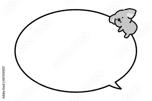 シンプルな丸いふきだしとコアラのイラスト素材
