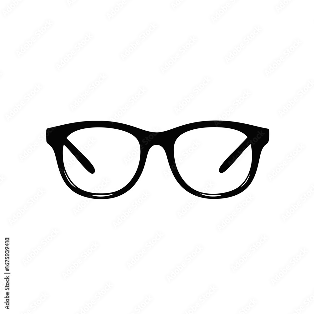 Fototapeta premium Minimalist optical eyeglasses fashion frame in bold vector black silhouette