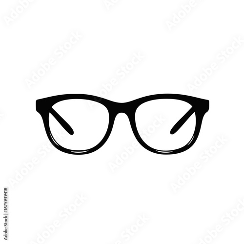 Minimalist optical eyeglasses fashion frame in bold vector black silhouette