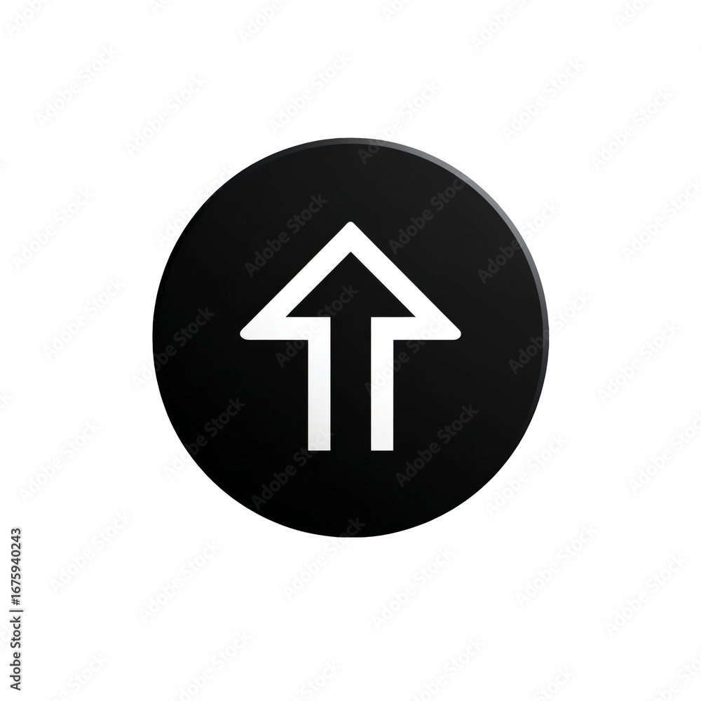 Black circle with white arrow pointing up isolated on transparent background Black circle with white arrow pointing up isolated on transparent background