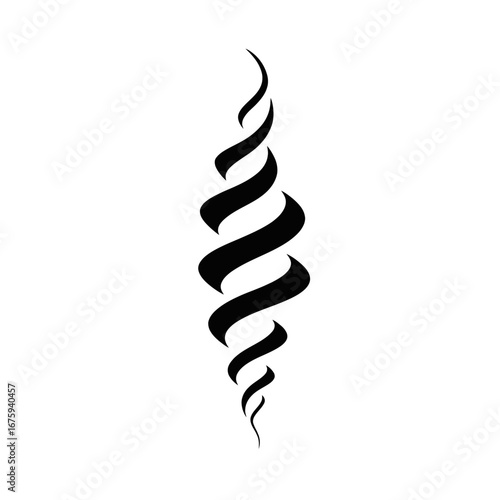 Abstract twisting decorative ribbon design flowing upward in minimalistic silhouette.