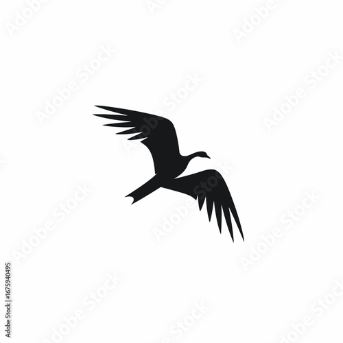 Graceful avian form captured in striking dark bird flighting vector silhouette