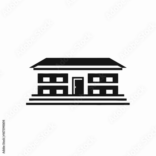 Striking symmetric architectural icon building design illustration and house abstract silhouette