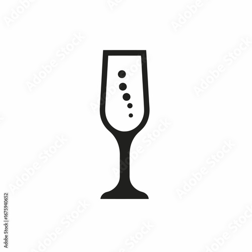Sparkling celebratory drink in a champagne flute illustration, elegant silhouette