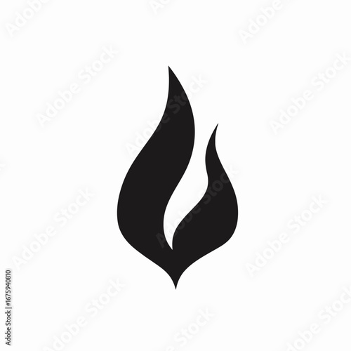 Minimalist fire illustration, burning with energy in dramatic black silhouette