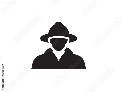 Strong firefighter silhouette bold vector illustration design concept