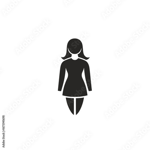 Simple woman standing elegantly, a minimalist design icon, woman silhouette