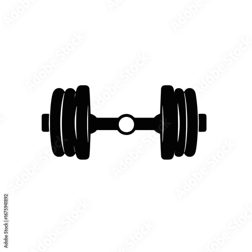 Dynamic barbell with weight plates for powerlifting fitness vector silhouette