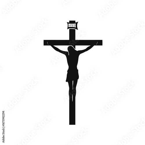 Jesus Christ crucifixion on cross illustration depicting faith and belief silhouette