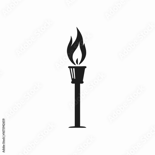 Flaming torch graphic in bold modern style vector illustration silhouette