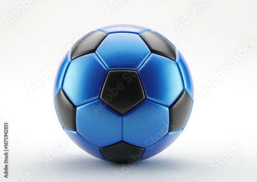 3D rendered blue and black soccer ball