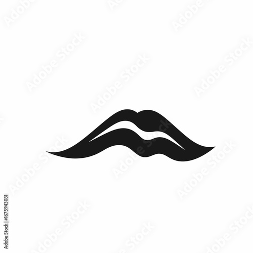 Bold abstract expression of stylized sensual lips and white background silhouette