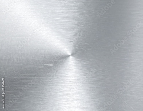 Radial Brushed Stainless Steel Surface with Circular Grain and Matte Finish