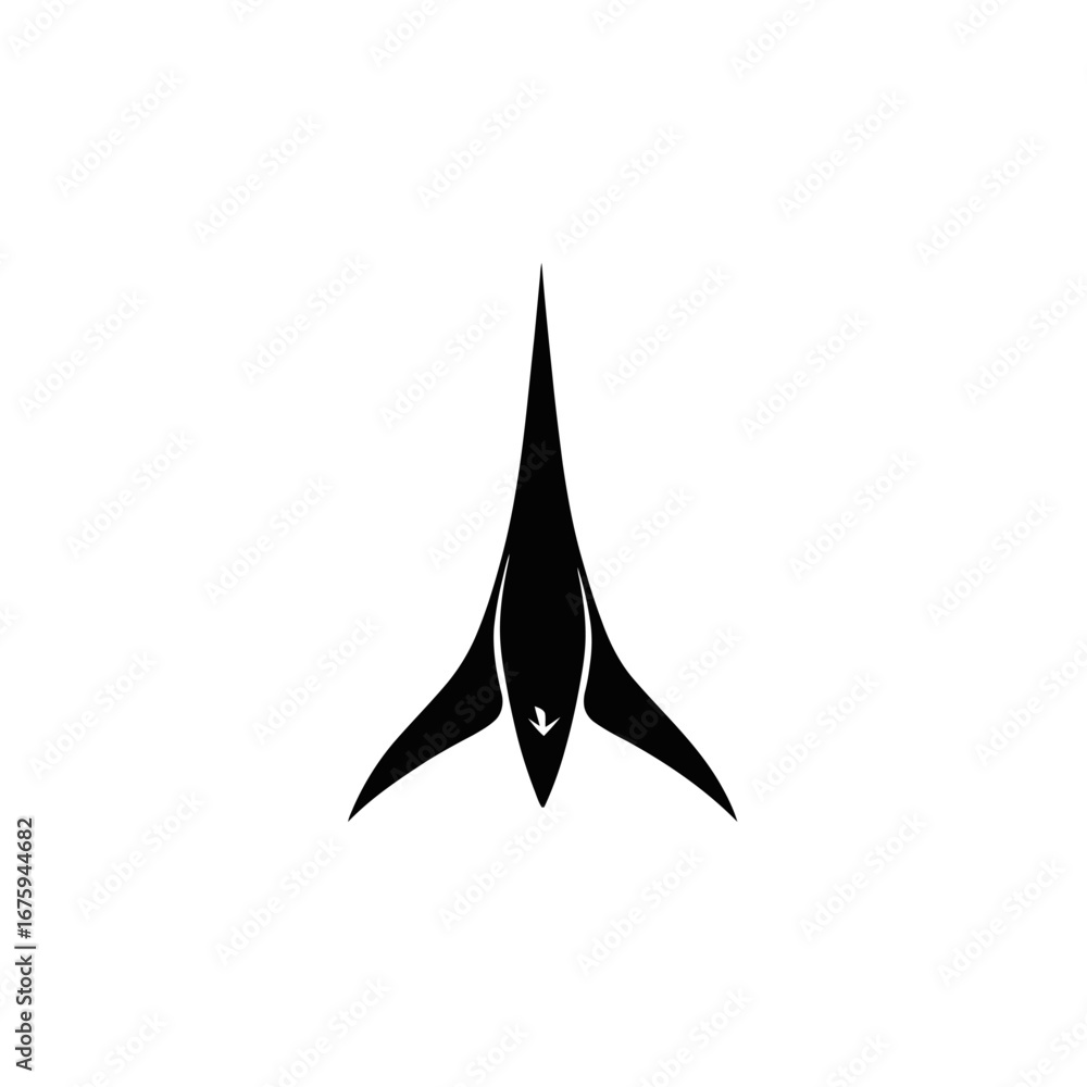 Fototapeta premium Minimalist stylized abstract plane design, modern aesthetic airplane vector, silhouette