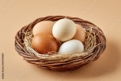 Wallpaper Mural Eggs nestled in a woven basket Torontodigital.ca