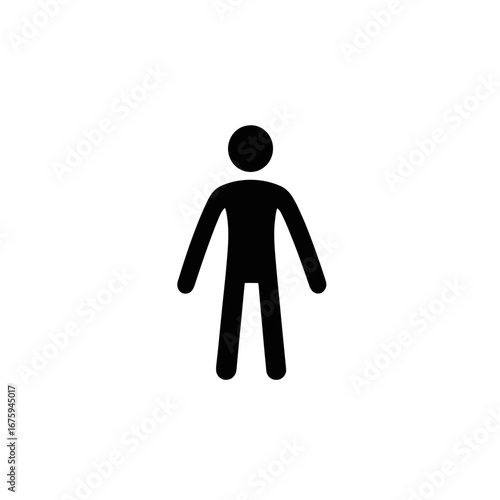 Simple symbolic male figure on the white background in minimal silhouette
