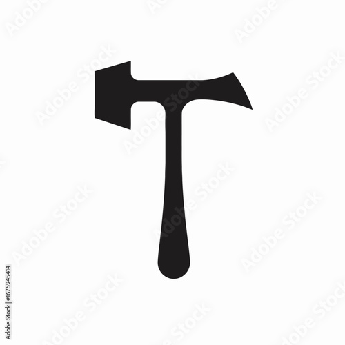 Axe woodworking tool black and white isolated lumberjack equipment bold silhouette
