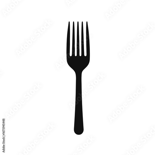 Simple black dining utensil featuring elegant design creates a graphic fork silhouette