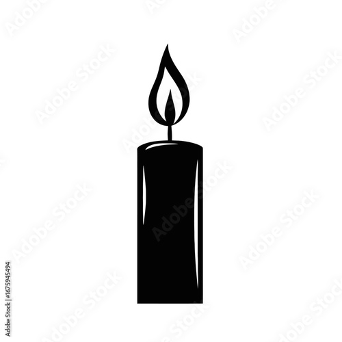 Elegant wax candle with flickering flame and smooth edges, a beautiful silhouette