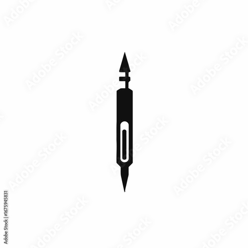 Simple sleek tattoo tool in a minimalist black shape silhouette