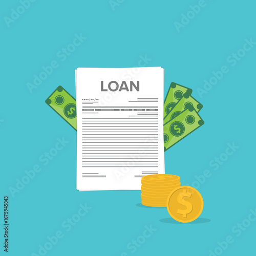 Finance management. Loan agreement. Mortgage money credit. Loan disbursement, quick loan service, easy credit.	