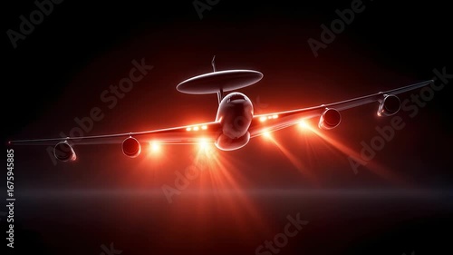 AWACS Aircraft Flying at Night with Futuristic Look