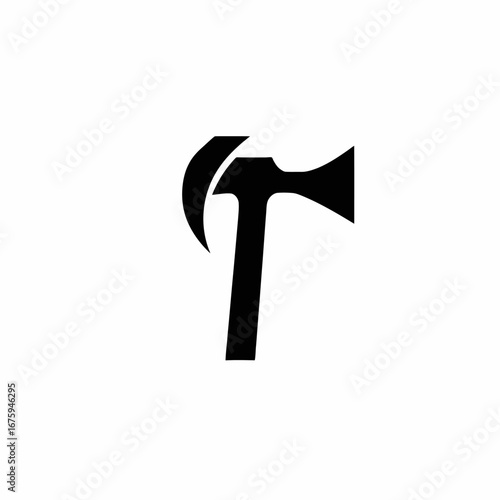 Black battle axe isolated symbol in a simplistic medieval weapon silhouette