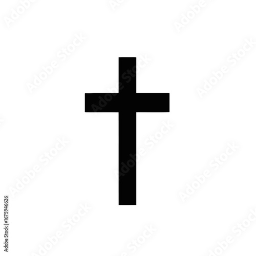 Simple black religious cross image symbol on white background silhouette