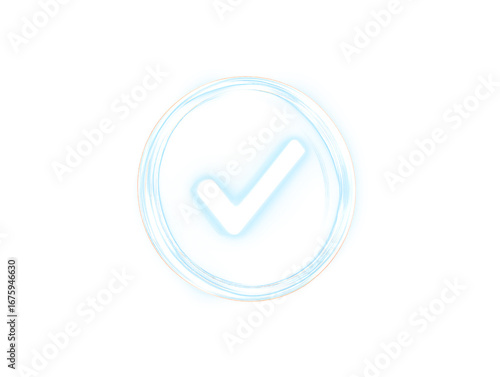 Free Download Glowing blue checkmark in an abstract digital circle, representing success - GFXLoad