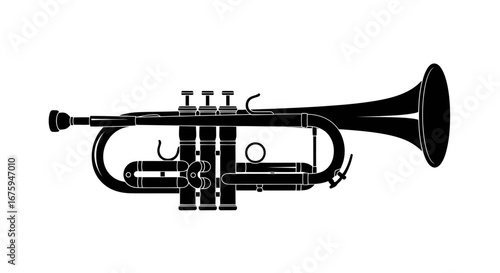 Classic Trumpet Silhouette Illustration.