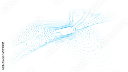 Blue abstract contour line topographic wave pattern design. Modern abstract flowing curve contour map background design.