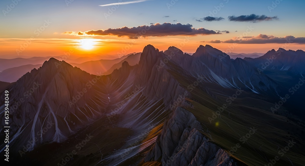 Naklejka premium Majestic Mountain Range at Sunrise.