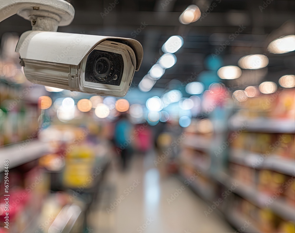 Obraz premium Security camera in a blurry supermarket (4)