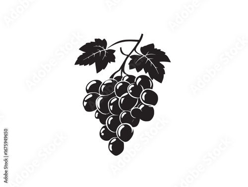 Decorative grapes silhouette illustration with bold cluster design