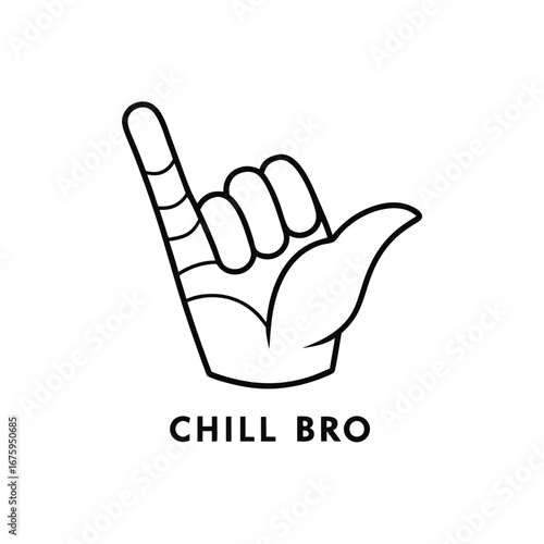 Relaxed Hand Silhouette Bold CHILL BRO Text and Design