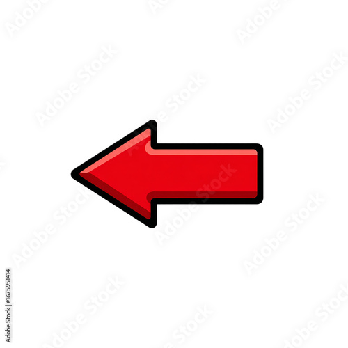 Red arrow pointing left isolated on transparent background for navigation