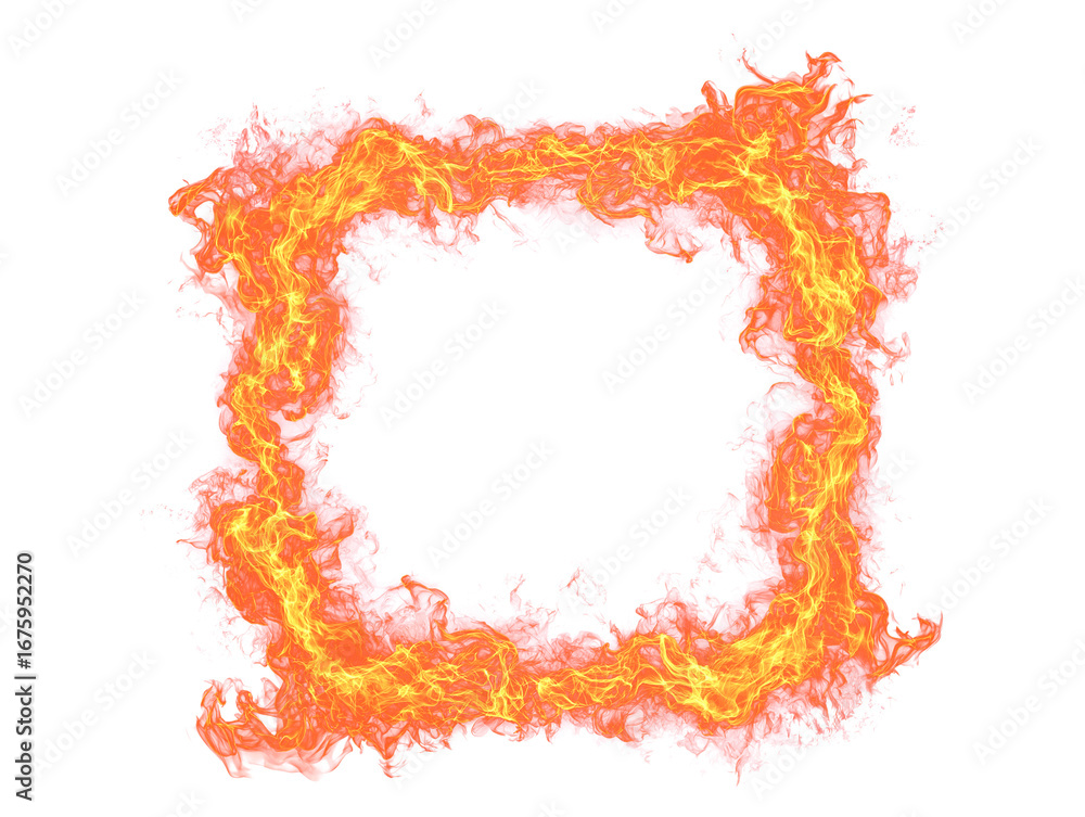 Naklejka premium Vibrant square fire frame glowing with dynamic energy