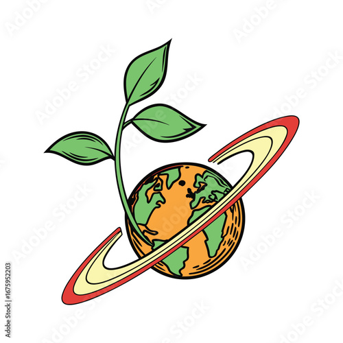 Abstract planet with ring logo

